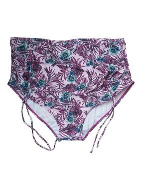 CUPSHE Purple Tropical Floral High Waisted Bikini Bottom Plus Size 20W Side Tie